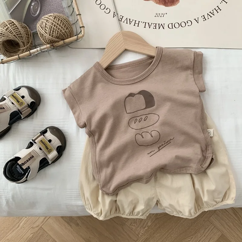 

Детская Хлопковая футболка с коротким рукавом, с эластичным поясом