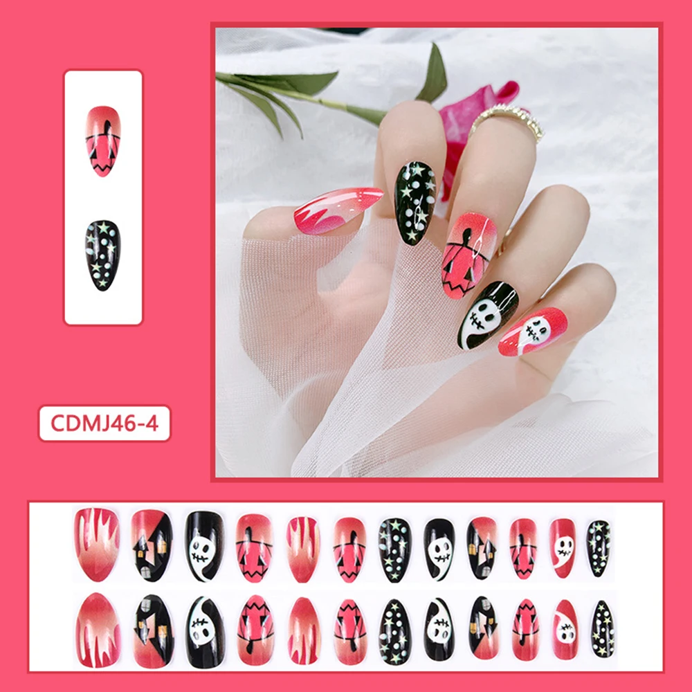 

Высококачественные накладные ногти с принтом на Хэллоуин, долговечные ногти для женщин, инструменты для маникюра, аксессуары для дизайна н...