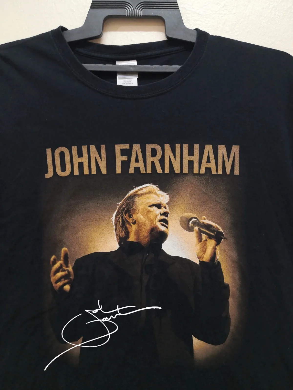 Винтажная австралийская туристическая рубашка John Farnham Черная Мужская Унисекс