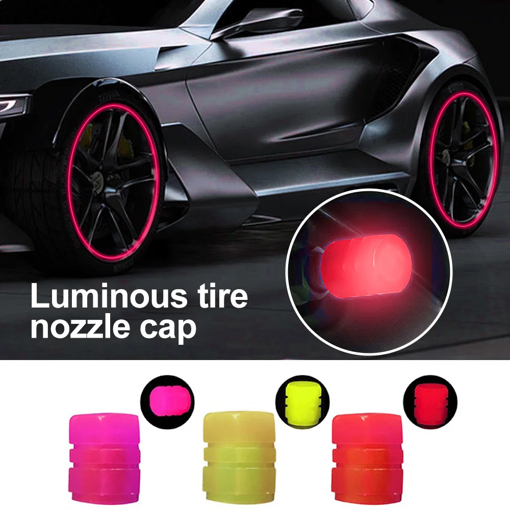 

4pcsColorful Mini Luminous Car Tire Valve Caps Glowing Valve Cover Car Tire Wheel Hub Styling Decoration Auto Tyre Accessories