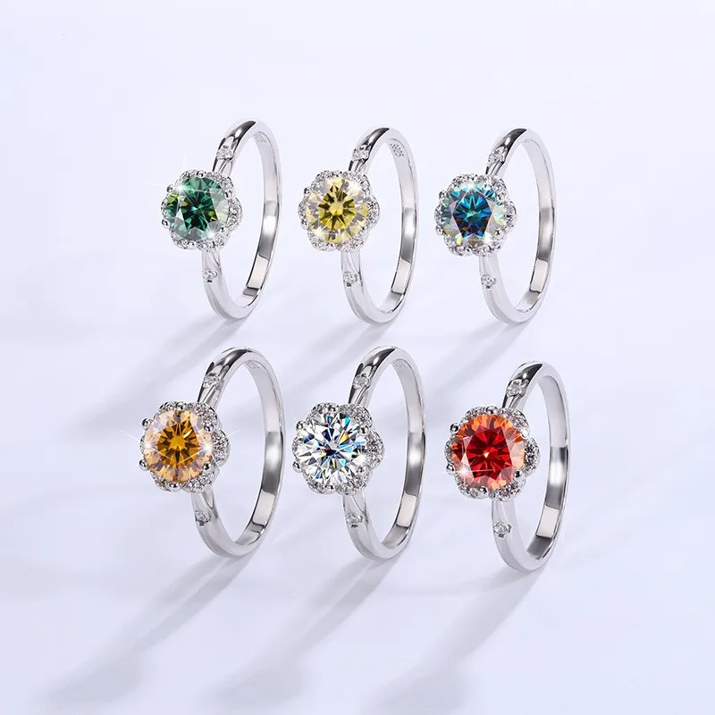 

QZJ065 Lefei Fashion Trendy Fine Luxury Classic Diamond-set 1CT Moissanite Paw 6 Rings For Women Silver s925 Charms Jewelry Gift