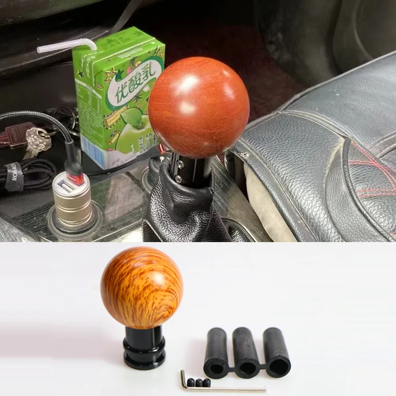 

Car Gear Stick Shift Knob Gearbox Metal Shift Knob Peach Wood Color Handle Head Suitable For Universal