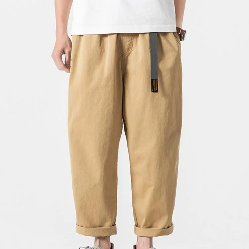 

Harem Pants All-matched Sweatpants Trousers Skin-friendly Stylish Belt Lettter Print Men Cargo Pants