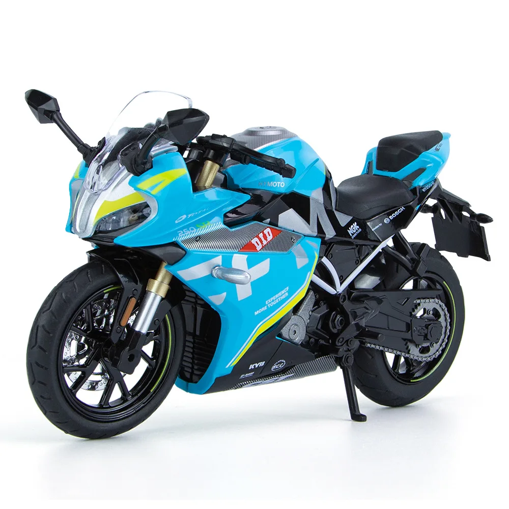 

1/12 Simulation Alloy Blue Toy Motorcycle Model Die Cast Metal Vehicle Sound Light Pull Back Car Collection For Kids Boy Gifts