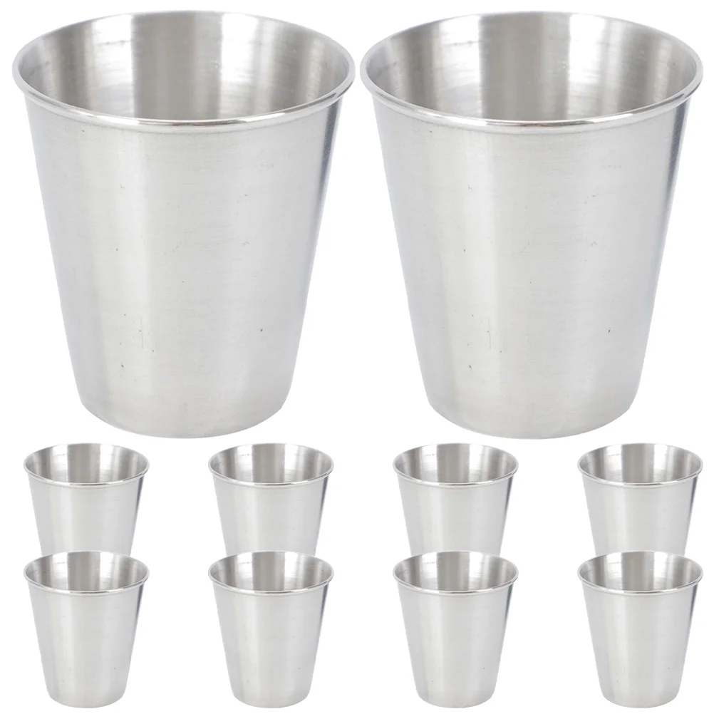 

10Pcs Stainless Steel Reusable Convenient Daily Use Cup Compact Cup Cup Home for Camping