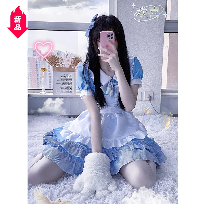 

HAYA Blue Maid Costume Cosplay Anime Costume Lolita Soft Girl Japanese Cute Lolita Dress Plus Size Gothic Lolita Kawaii Dress