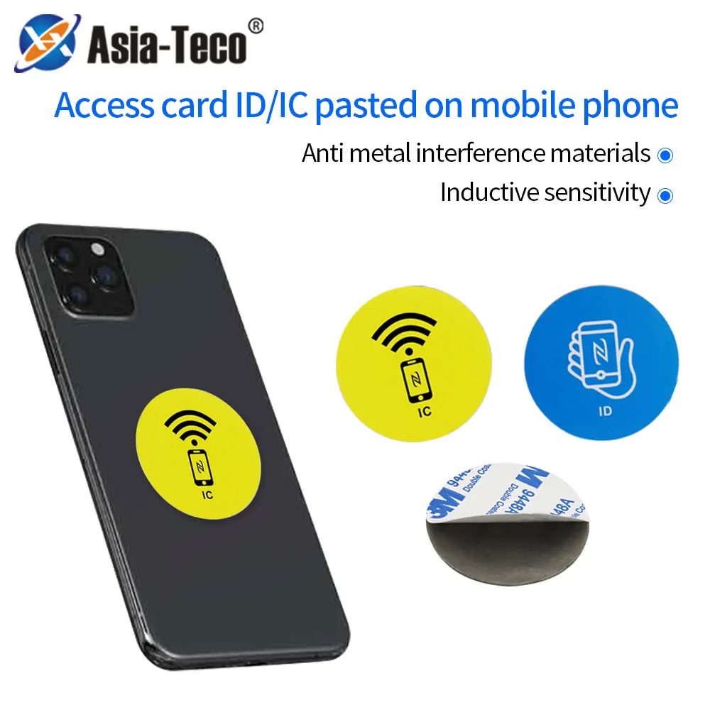 10pcs 125Khz TK4100 / 13.56Mhz M1 1K S50 Access Control Card Stickers Smart Anti-magnetic Sticker RFID Key Tags Token Pastable