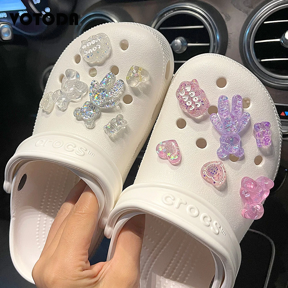 DIY Jelly Bear Shoes Charm Brand Design Croc Accessories Cute Anime Bling Decoration Clog Buckle Flower Girl Gifts Shoe Accessor