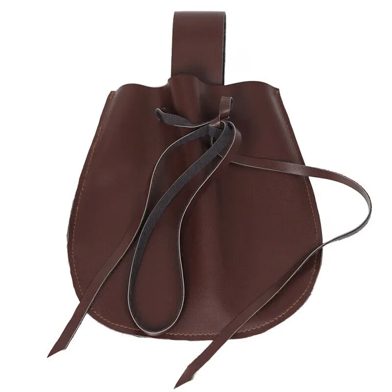 Vintage Medieval Viking PU Leather Coin Purse Wallet Small Waist Belt Pouch Viking Knight Pirate Larp Cosplay Props