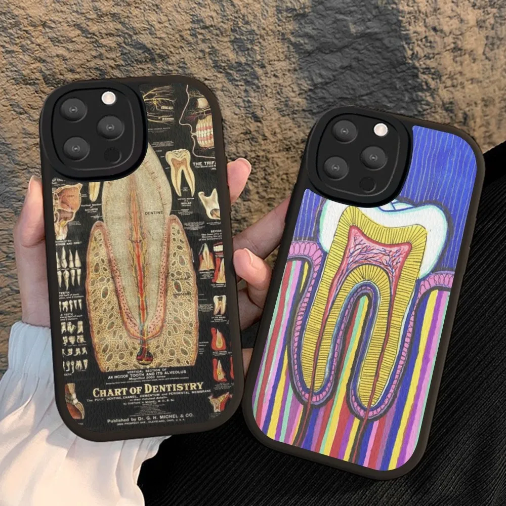 

Dentist Tooth Pattern Phone Case Hard Leather For iPhone 14 13 12 Mini 11 14 Pro Max Xs X Xr 7 8 Plus Fundas