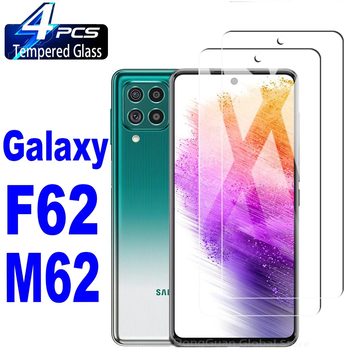

2/4Pcs Tempered Glass For Samsung Galaxy F62 M62 Screen Protector Glass Film