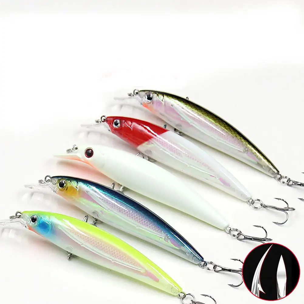 

Hot 5PCS Minnow Fishing Lure Set Lifelike Long-cast Luminous Fishing Bionic Bait Crankbaits Fishing Tackle Box Lures Hard Baits