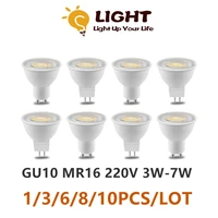 1 10pcs gu10 mr16 gu5 3 led lamp spotlight bulb 38 degree lampara 220v gu10 bombillas led mr16 lampada spot light 3w 5w 6w 7w