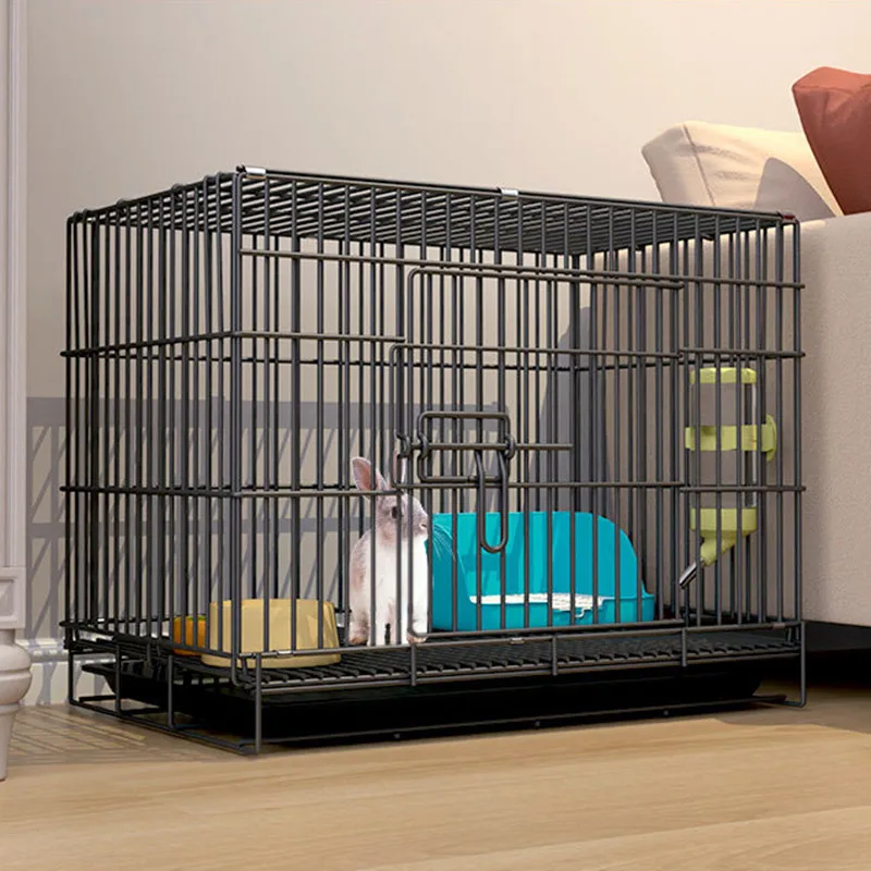 

50x38x32cm Folding Metal Wire Rabbit Cage Small Pet Habitat Cage Guinea Pigs Bunny Hamster Cage with Tray Indoor Animal House