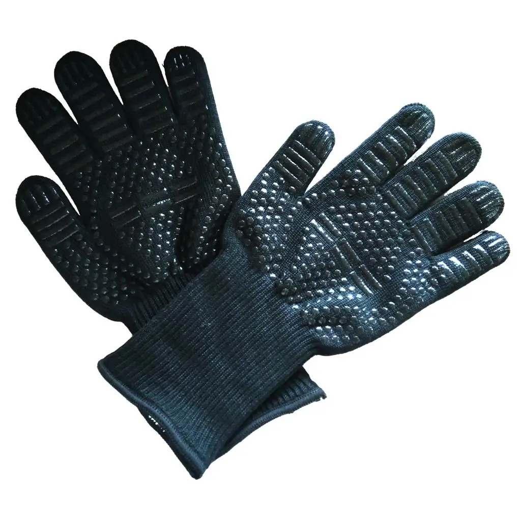 

2 Pieces 800 Degrees BBQ Gloves Barbecue Anti-Scald Thermal Insulation Heat-Resistant Microwave Oven Mittens Cooking