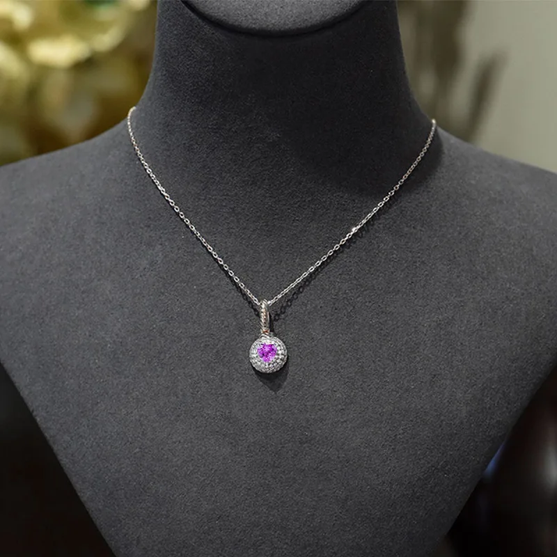 2024 Новинка S925 Серебряное сердце рупия розовое ожерелье с кулоном