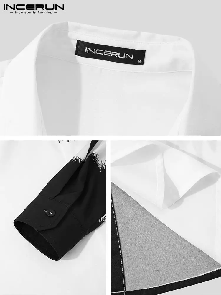 American Style Casual Men's Printed Long Sleeve Shirts Stylish Male Party Nightclub Lapel Buttons Blouse S-5XL INCERUN Tops 2022