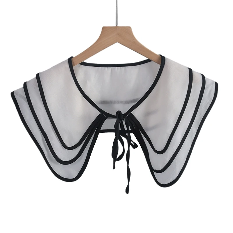 

E9LC False Collar Black Trim Detachable Collar Shoulder Wrap Collar Decorative