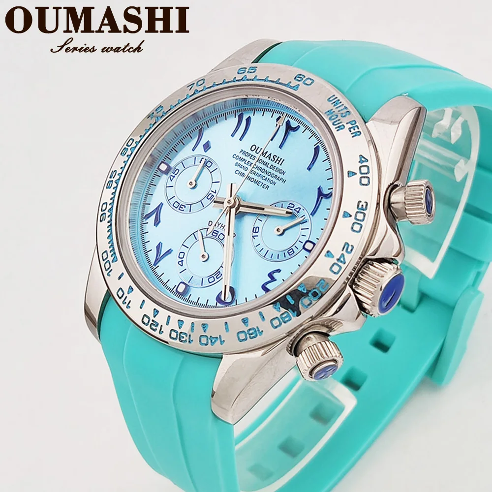 Новые мужские часы 39 мм арабские серии VK 63 из нержавеющей стали с сапфировым