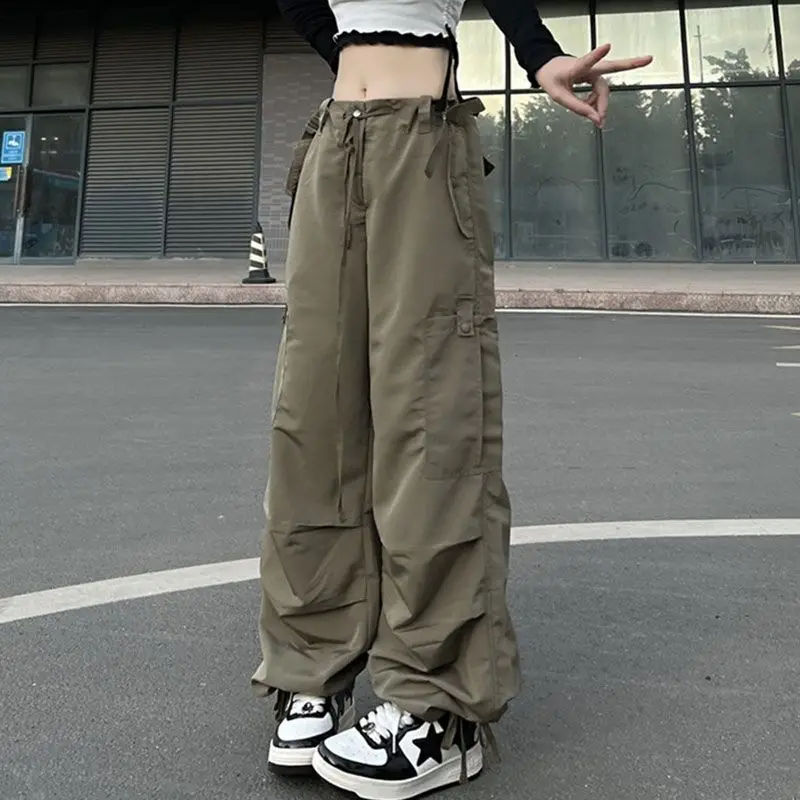 

Женские брюки Smvp в американском ретро стиле, рабочая одежда, большие повседневные женские брюки, модные Универсальные джинсы с высокой талией