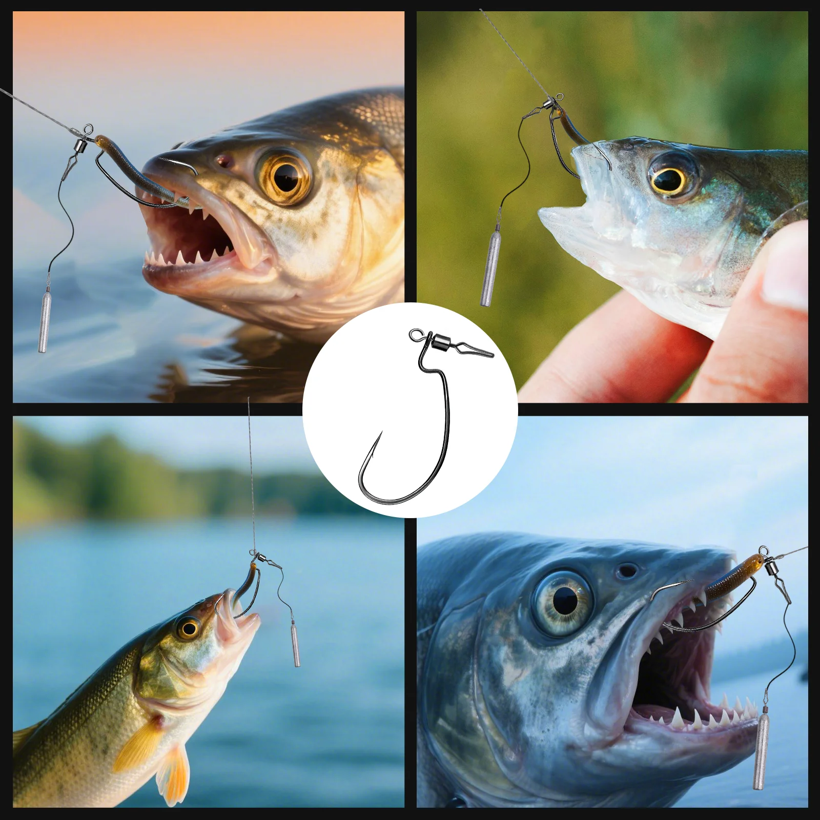 FishTrip EWG Червячный крючок с поворотной защелкой Офсетный крючок Поворотный широкий зазор для приманки для окуня Крючок для приманки Texas Carolina Rig Saltwater (art.: 3920ceaf220ef) - 3920ceaf220ef