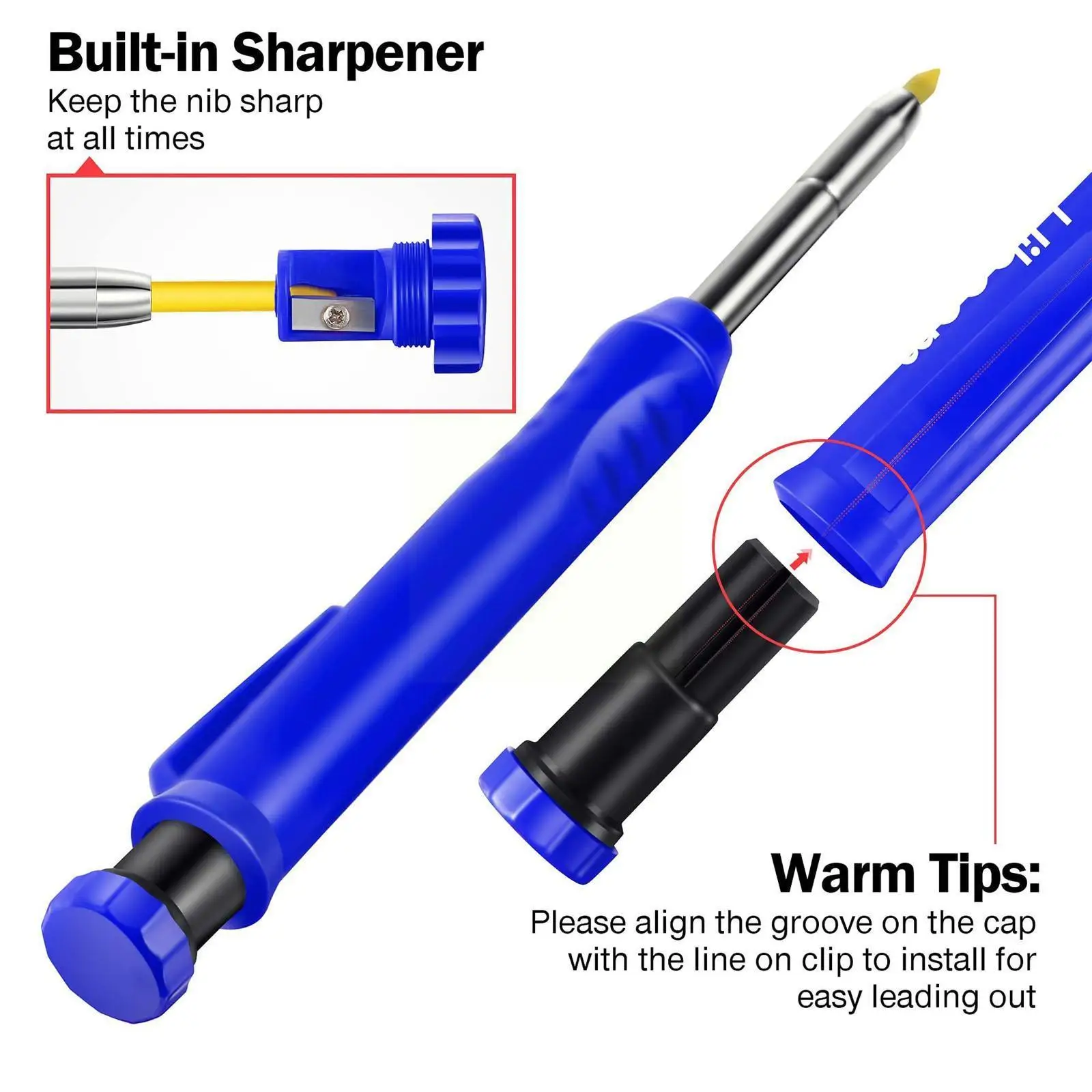 

Carpenter Pencil Woodworking Tools Mechanical Pencil Carpenter Construction Refill Multi-box Scriber Marker Leads D1A7