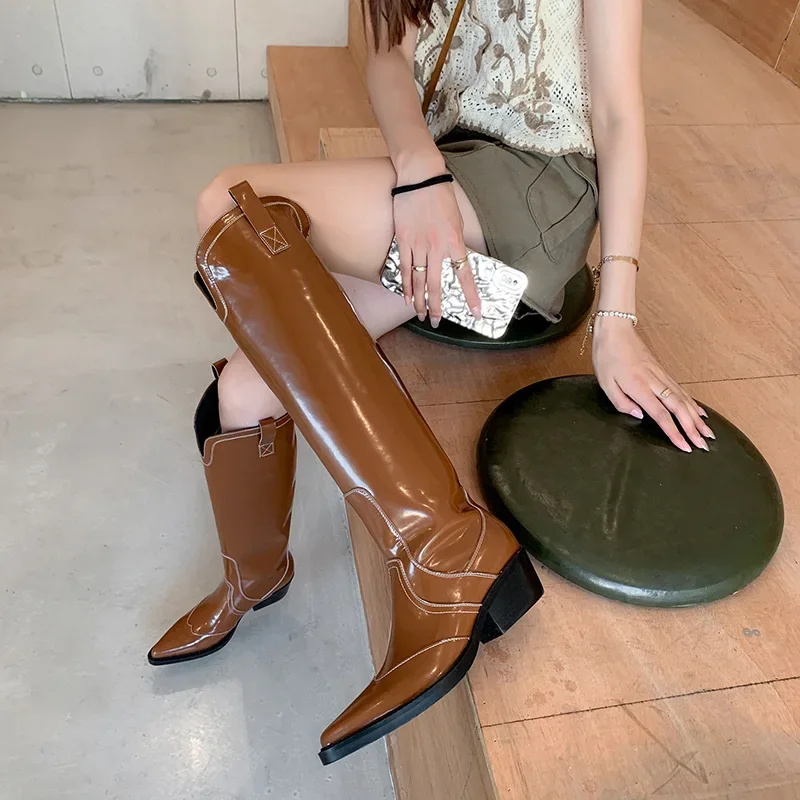 Винтажные женские сапоги до колена новая зимняя повседневная женская обувь