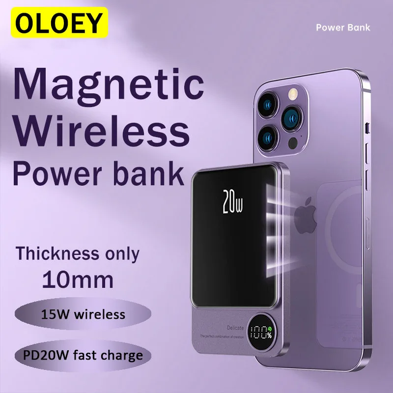 New 10000mAh  15W Fast Wireless Charger Magnetic Power Bank For iphone 12 13 14 External Auxiliary Battery Pack