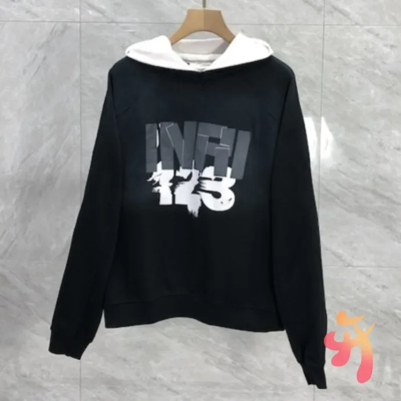 24ss Винтаж Хип-Хоп Street Cleanfit RRR123 Толстовки Сращивание Контрастная Толстовка с