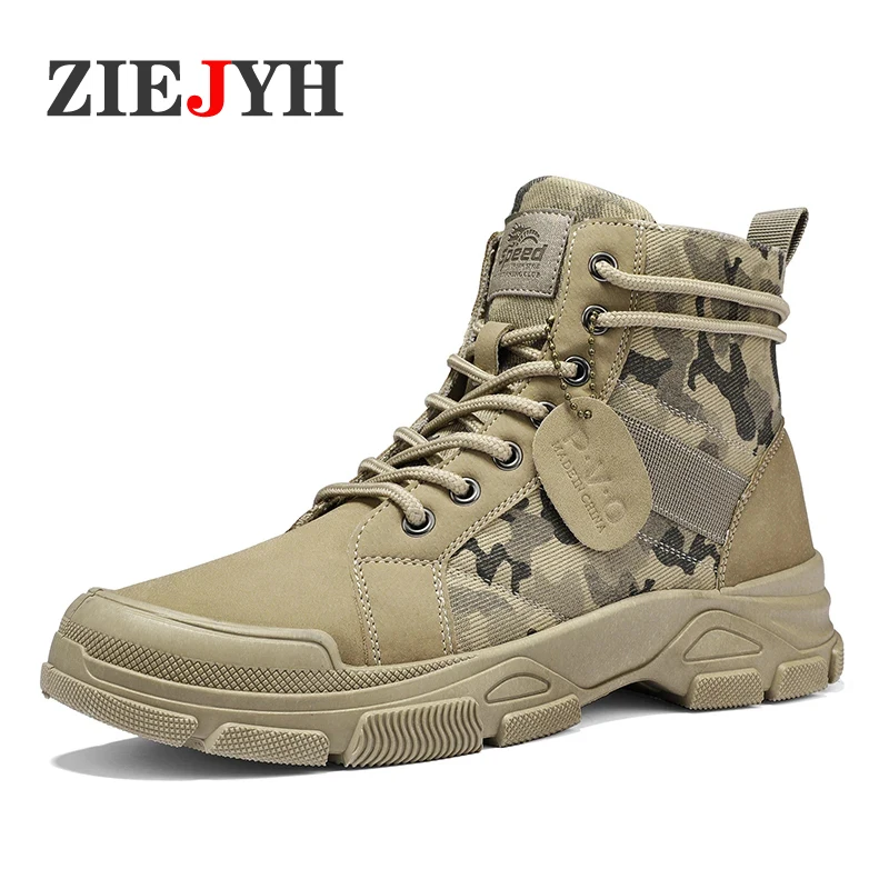 

Мужские ботинки в стиле милитари, высокие кроссовки, нескользящая рабочая обувь, камуфляжные, для пустыни, весна-осень