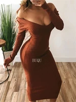 winter sexy midi woman dress knitted long sleeve v neck party elegant robe womens dresses