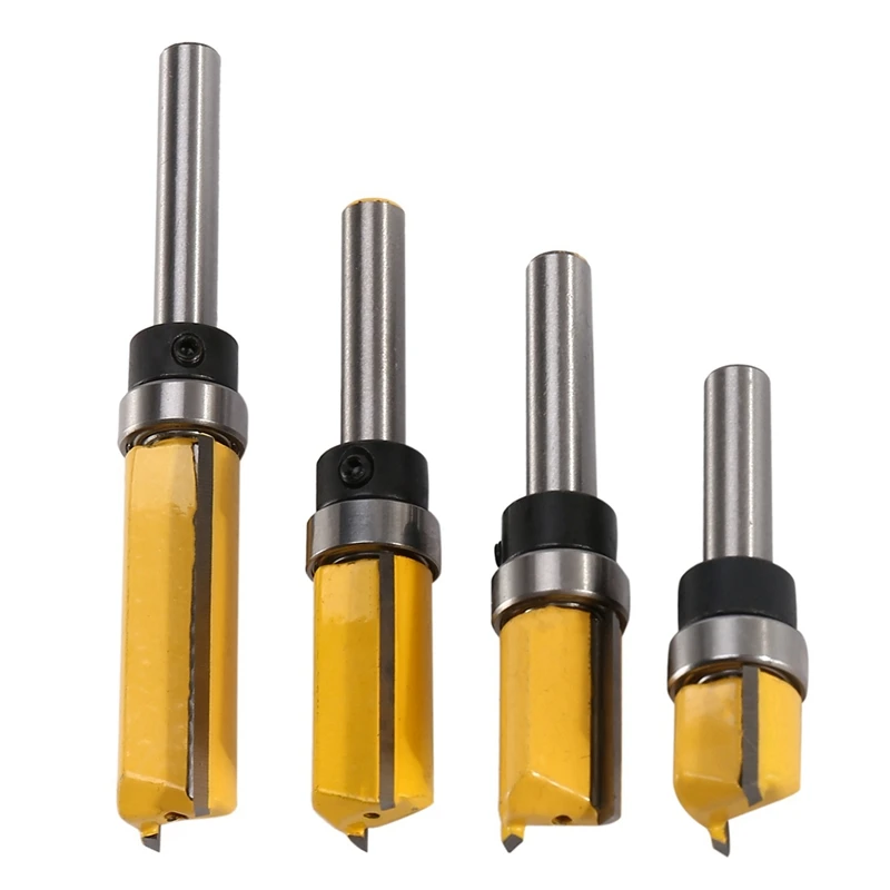 

12Pcs Flush Trim Router Bits Top Bearing Router Bit 1/4 Inch Shank Straight Pattern Template Router Bit