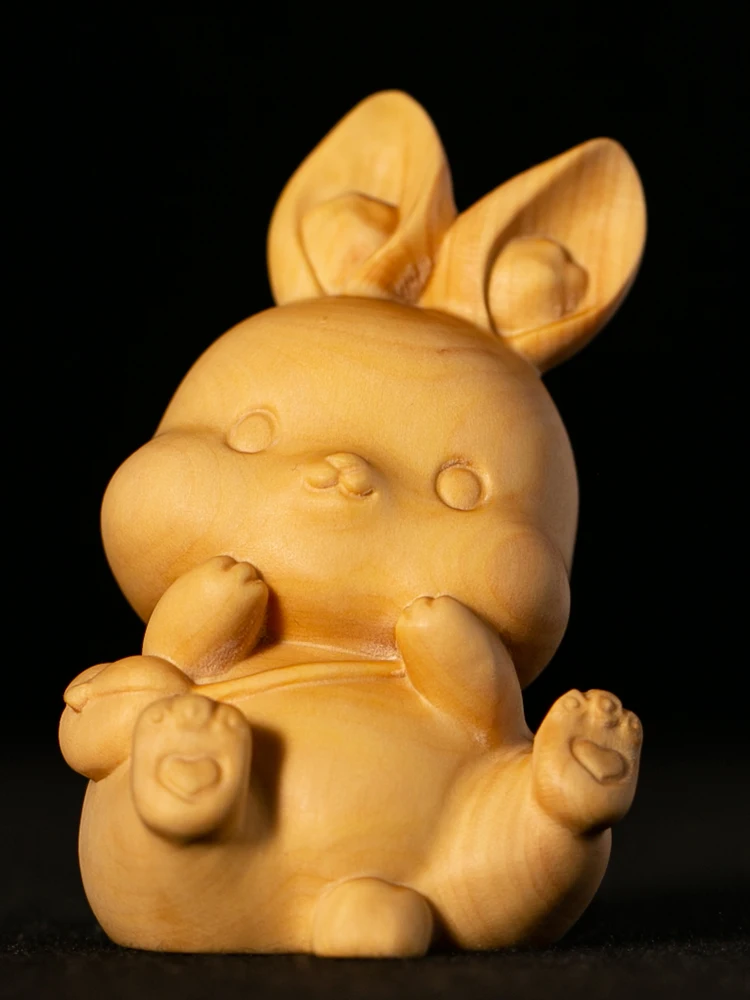 

Статуя кролика Buxus, резьба по дереву, ручная работа, игрушечный автомобиль, Декор