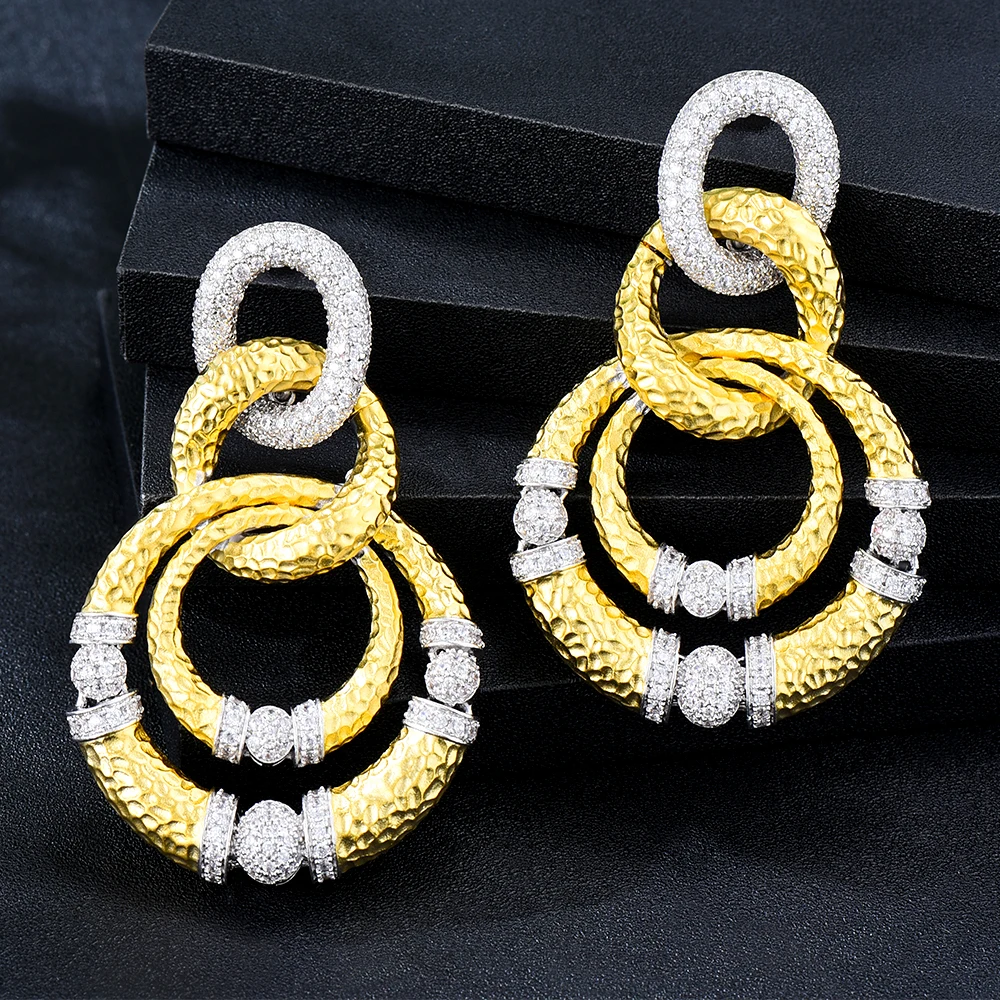 

GODKI New Luxury Dubai Style Big Circle Drop Earrings Full Cubic Zirconia for Women Wedding Trendy Earrings High Quality