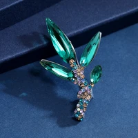 exquisite bamboo leaf crystal high grade brooch female temperament fashion simple pin corsage retro literary clothes accessories