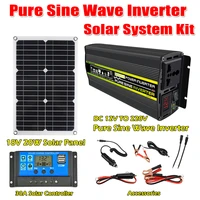 solar power generation system 6000w pure sine wave inverter 12v 220v car power inverter 20w 18v solar panel 30a controller kit