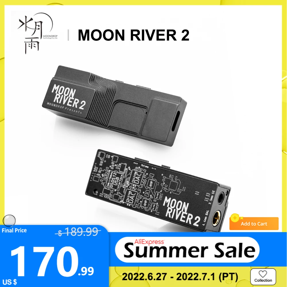 MoonDrop MOONRIVER 2 Portable USB DAC AMP Headphone Amplifier Type-C to 3.5/4.4mm Adapter dual CS43198 chip PCM384kHz DSD256