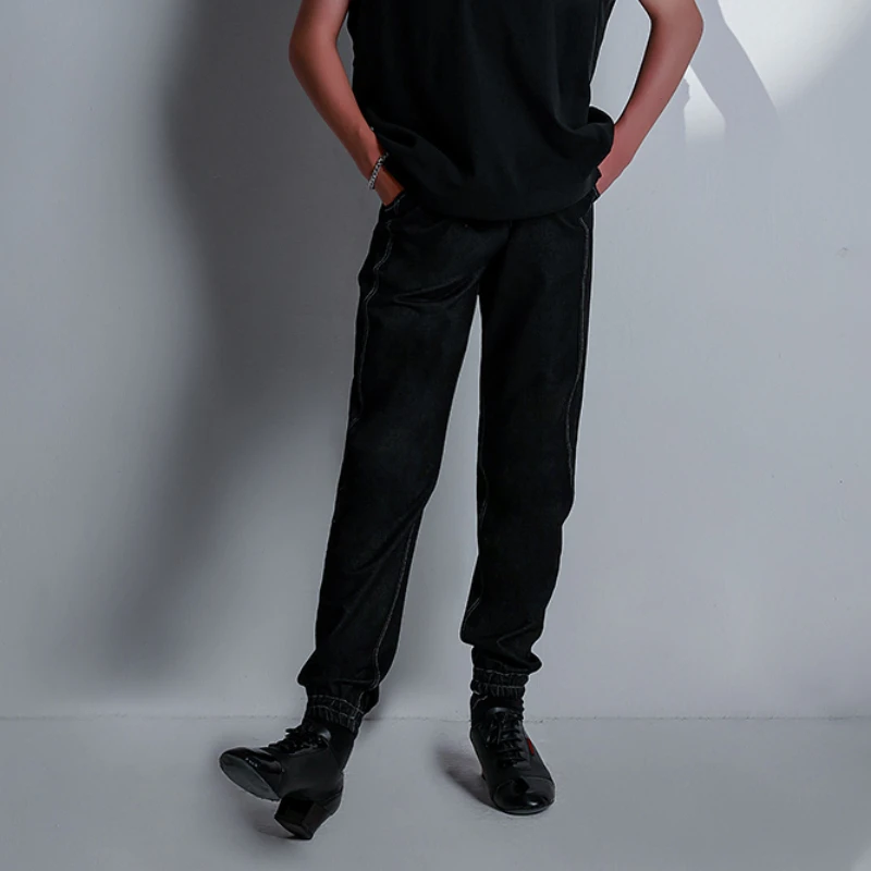 Длинные черные дизайнерские детские брюки для латиноамериканских танцев DAS466