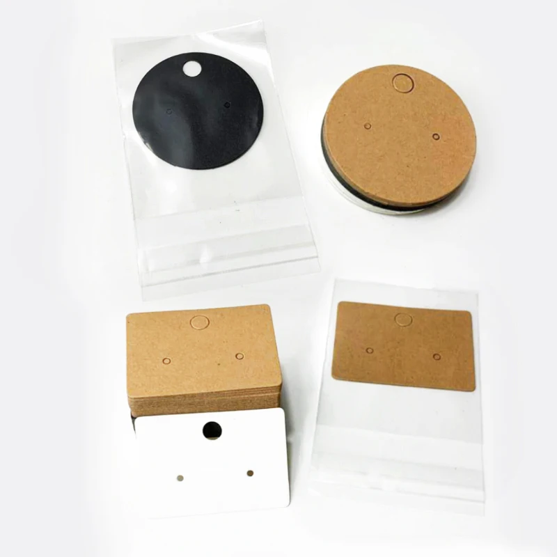 

50 шт., круглые/квадратные бирки из крафт-бумаги для упаковки ожерелья