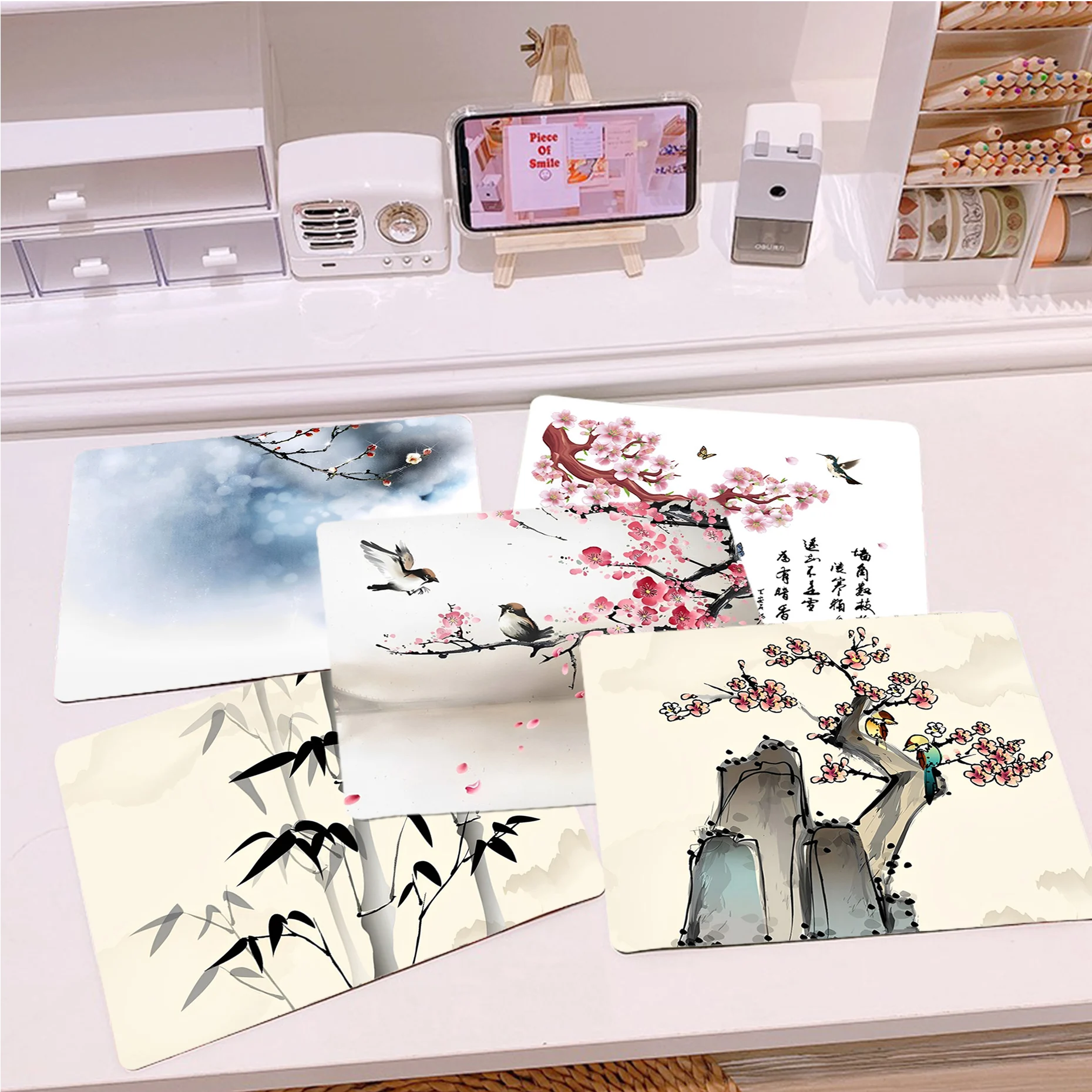 

Chinese Style Mousepad Small Office Computer Desk Mat Table Keyboard Big Mouse Pad Laptop Cushion Non-slip Deskpad Home Decor