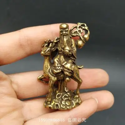 Изысканный античный из чистой меди латуни ездовой олень Shouxing Карманный орнамент