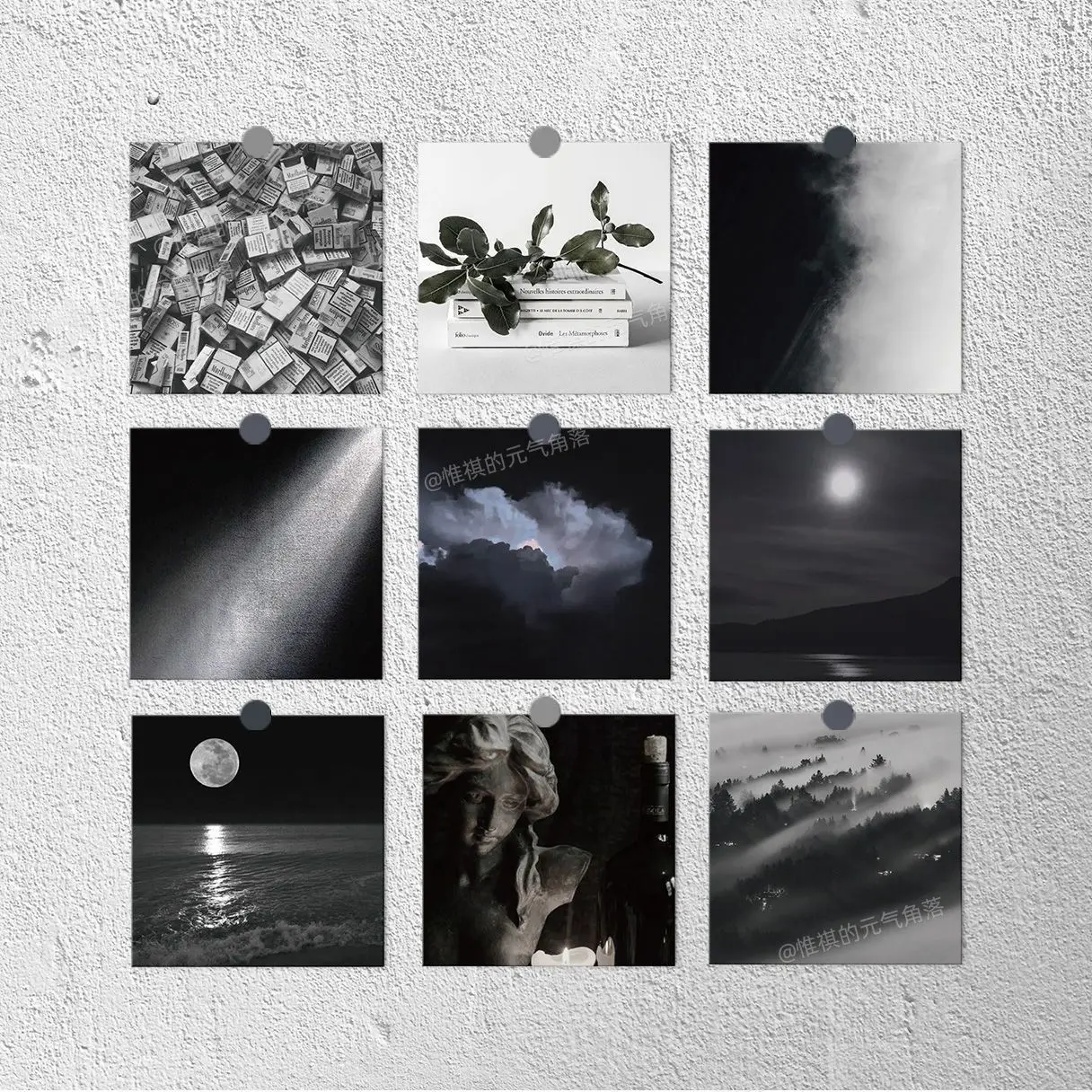 

9pcs Ins Black and White Wall Stickers Artistic for Bar Door Wallpaper Refrigerator Room Home Decor Waterproof Decals