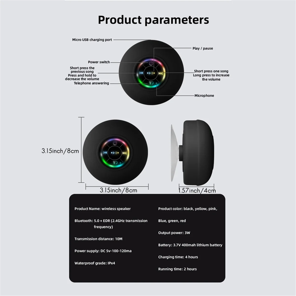Мини-динамик Bluetooth Водонепроницаемая аудиосистема для ванной комнаты