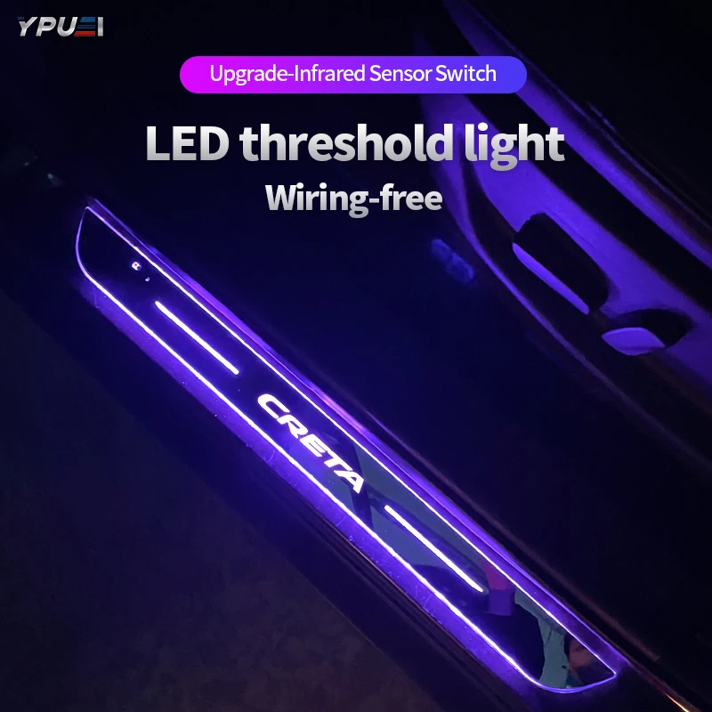 

Luminous Car Logo Moving LED Welcome Pedal Car Door Sill Pathway Light For Hyundai Creta ix25 i30 i20 Tucson Sonata Solaris