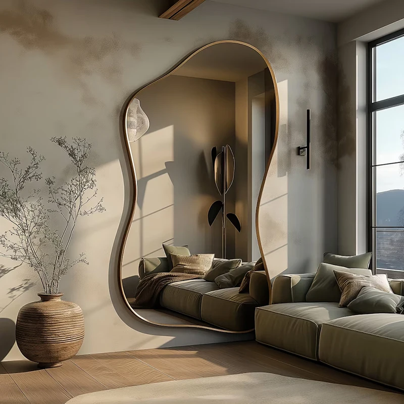 

Зеркало в полный рост большого размера, стоящее художественное настенное роскошное зеркало с нерегулярной рамой, уникальное зеркало Xenomorph Espelhos, модная мебель