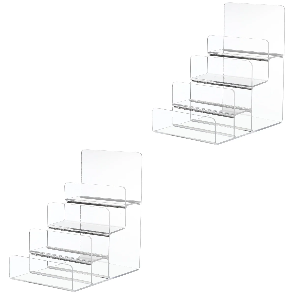 

2 Pc Trapezoid Display Stand Storage Shelf Acrylic Rack Containers Clear Makeup Organizer Cake
