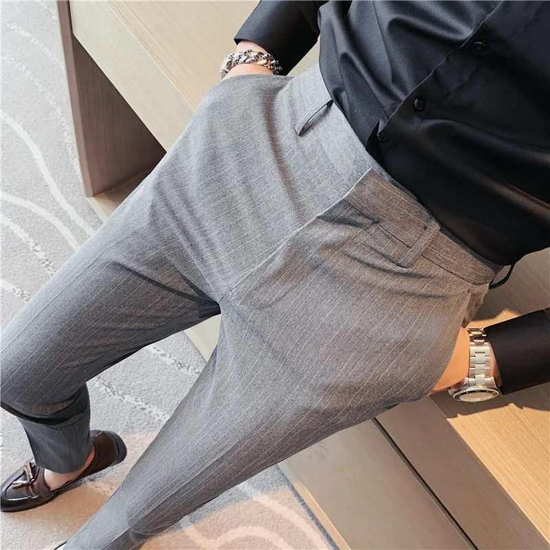 

Plus Size 40 42 Spring/Summer Fashion Double Striped Suit Pants Men's Fashion Korean Fit Business Gentleman Formal Office Pants