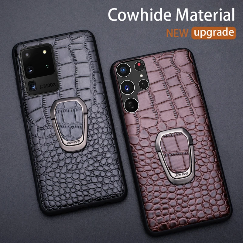 Genuine Leather Phone Case For Samsung Galaxy S22 S23 ultra S21 S20FE S10e S9 S8 Plus note 20 10 Ultra Magnetic Back Cover Case