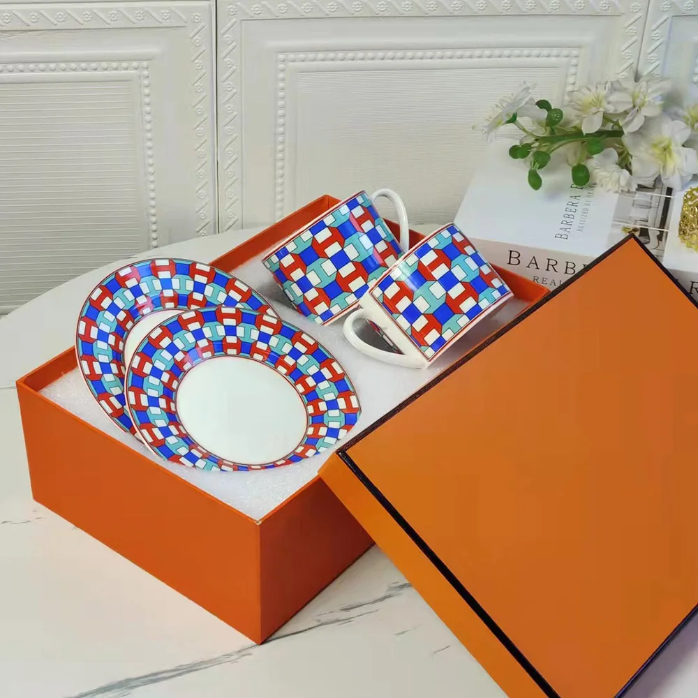 

European style bone china runway coffee cup large capacity afternoon tea cup coffee cup ceramic gift box tea cup set