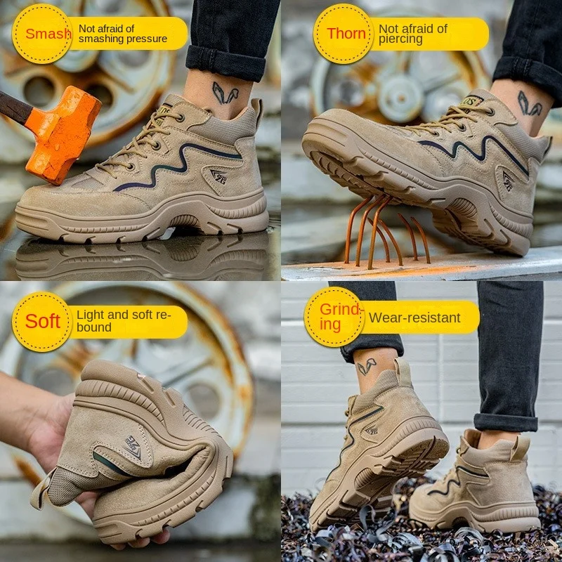 Spring Mountaineering Shoes Steel Toe Cap Anti Impact Anti Puncture Safety Protective Shoes Wear-resistant Work Shoes Botas 2023